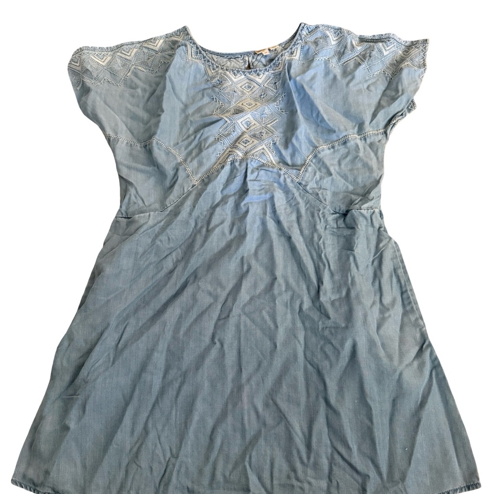 HOLDING HORSES Light Blue Embroidered Cotton Dress